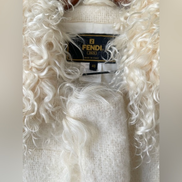 Fendi Women’s Vintage 1990’s Cream Mohair Coat with Kiddassia Collar & Trim - Picture 4 of 16